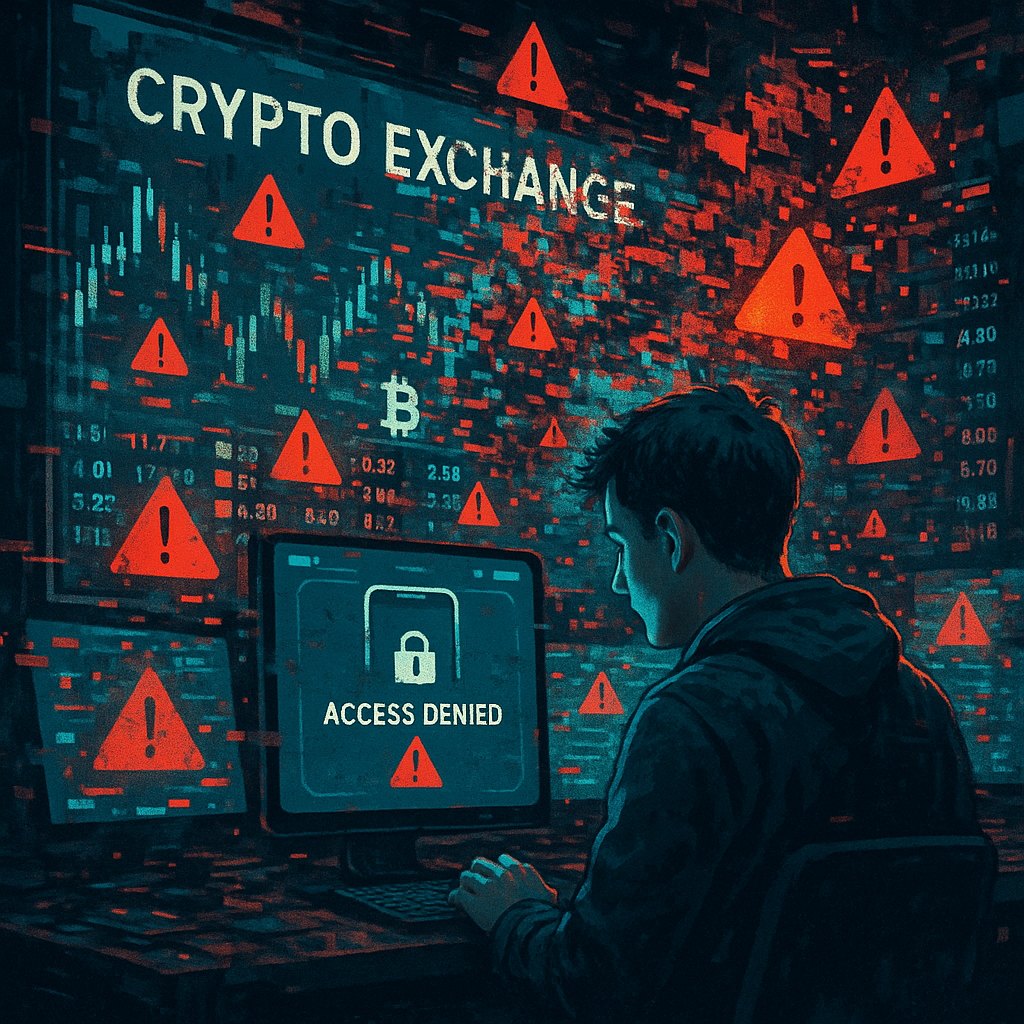 Digital illustration of a glowing private key above a wallet with the phrase “Not Your Keys, Not Your Bitcoin,” symbolizing personal control and risk.