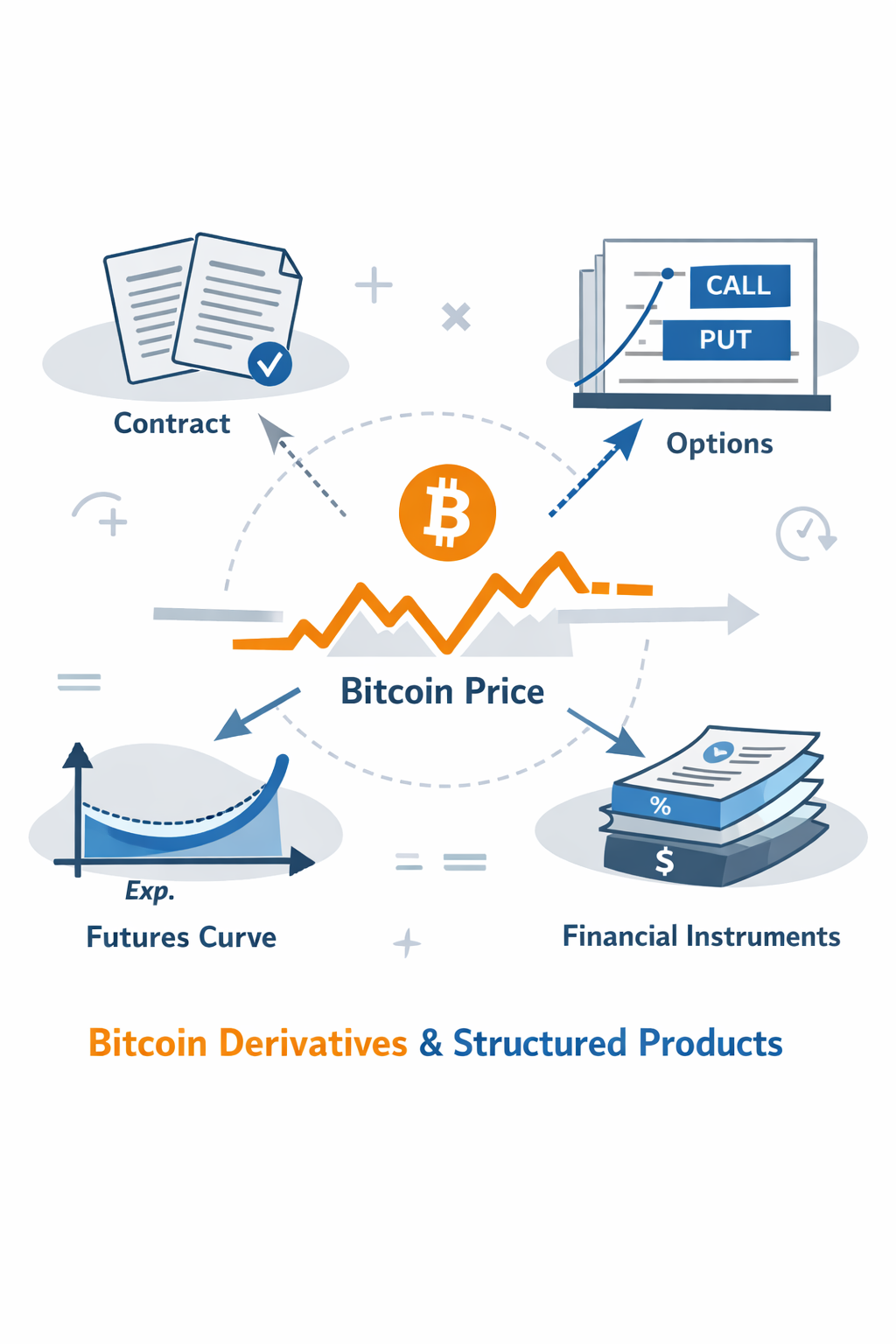 Illustration representing Bitcoin derivatives and structured financial products