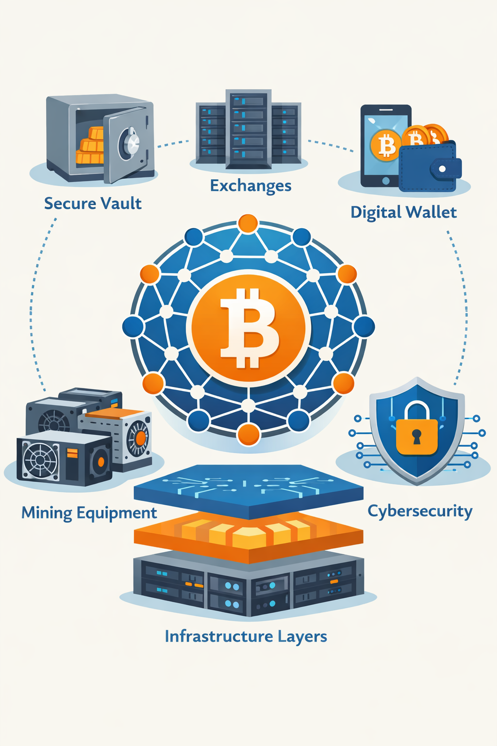 Illustration representing Bitcoin infrastructure and services companies