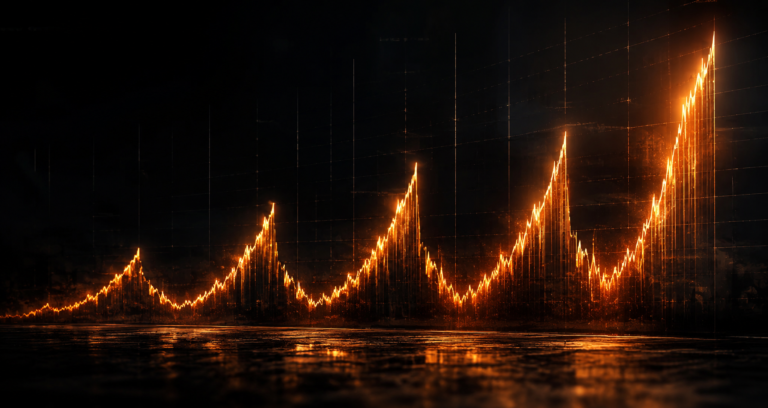 Bitcoin price chart showing four major crashes and four recoveries to new all-time highs