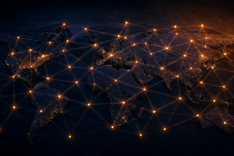 Global network of independent Bitcoin nodes with no central hub or control point