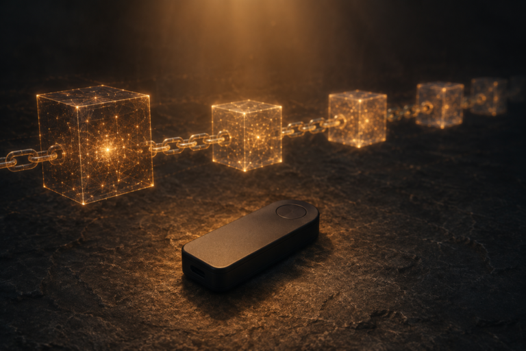 Hardware Bitcoin wallet and blockchain key visualization: does bitcoin live in your wallet or on the ledger?