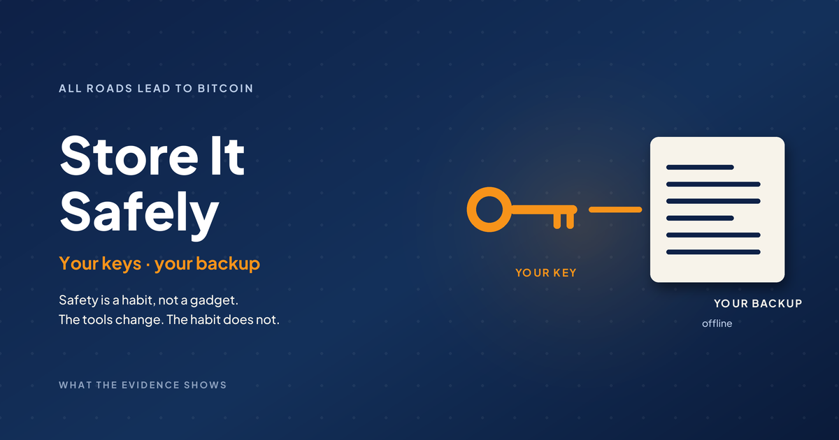 A key joined directly to an offline backup card, with nothing in between